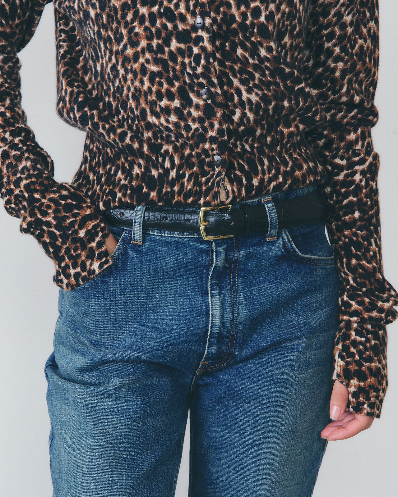 【11月下旬お届け】LEOPARD LONG RIB KNIT CARDIGAN