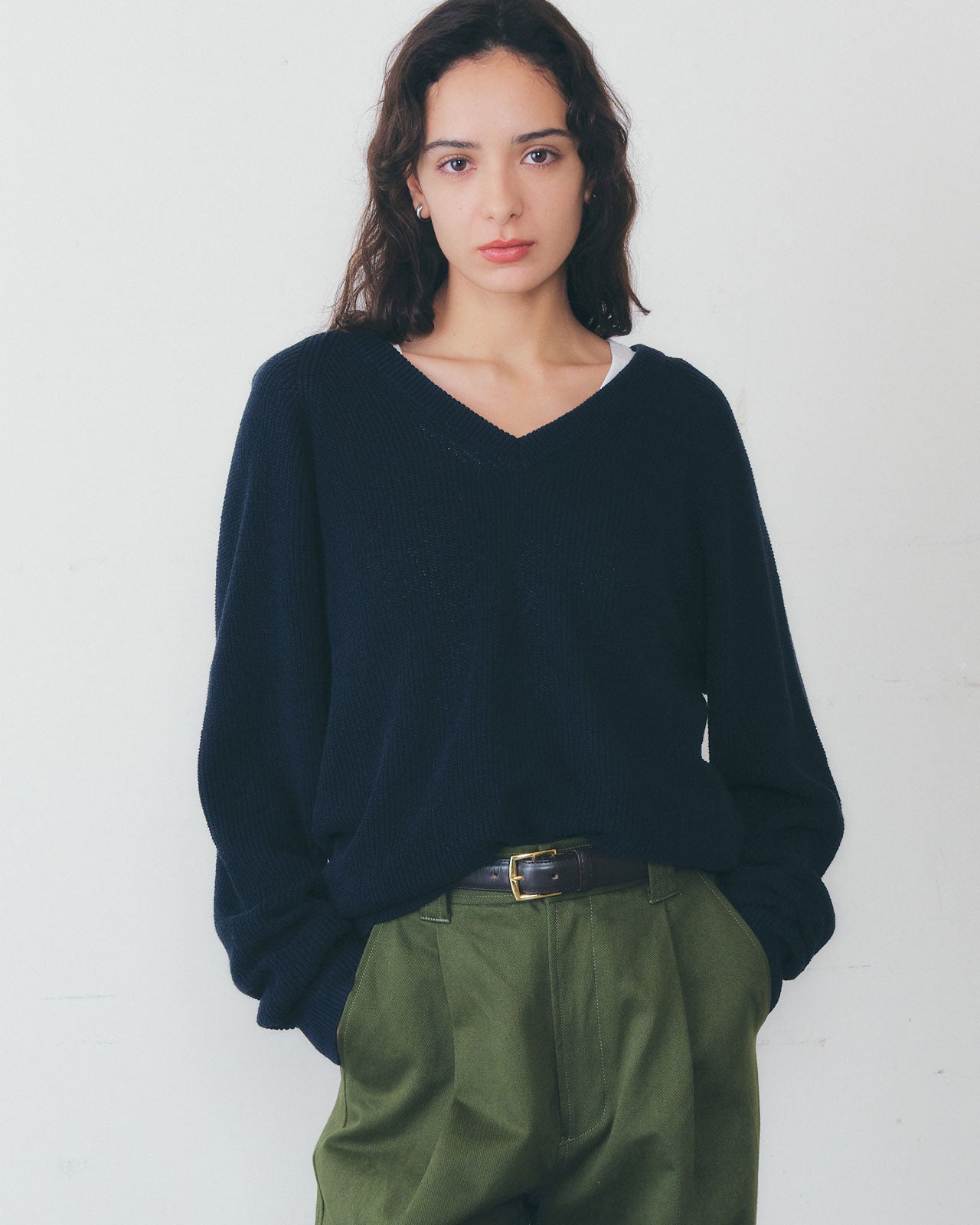 TENDERLOIN ORIGINAL 霜降り Vネックニット ネイビー M C/L V-NECK KNIT PULLOVER – Shinzone
