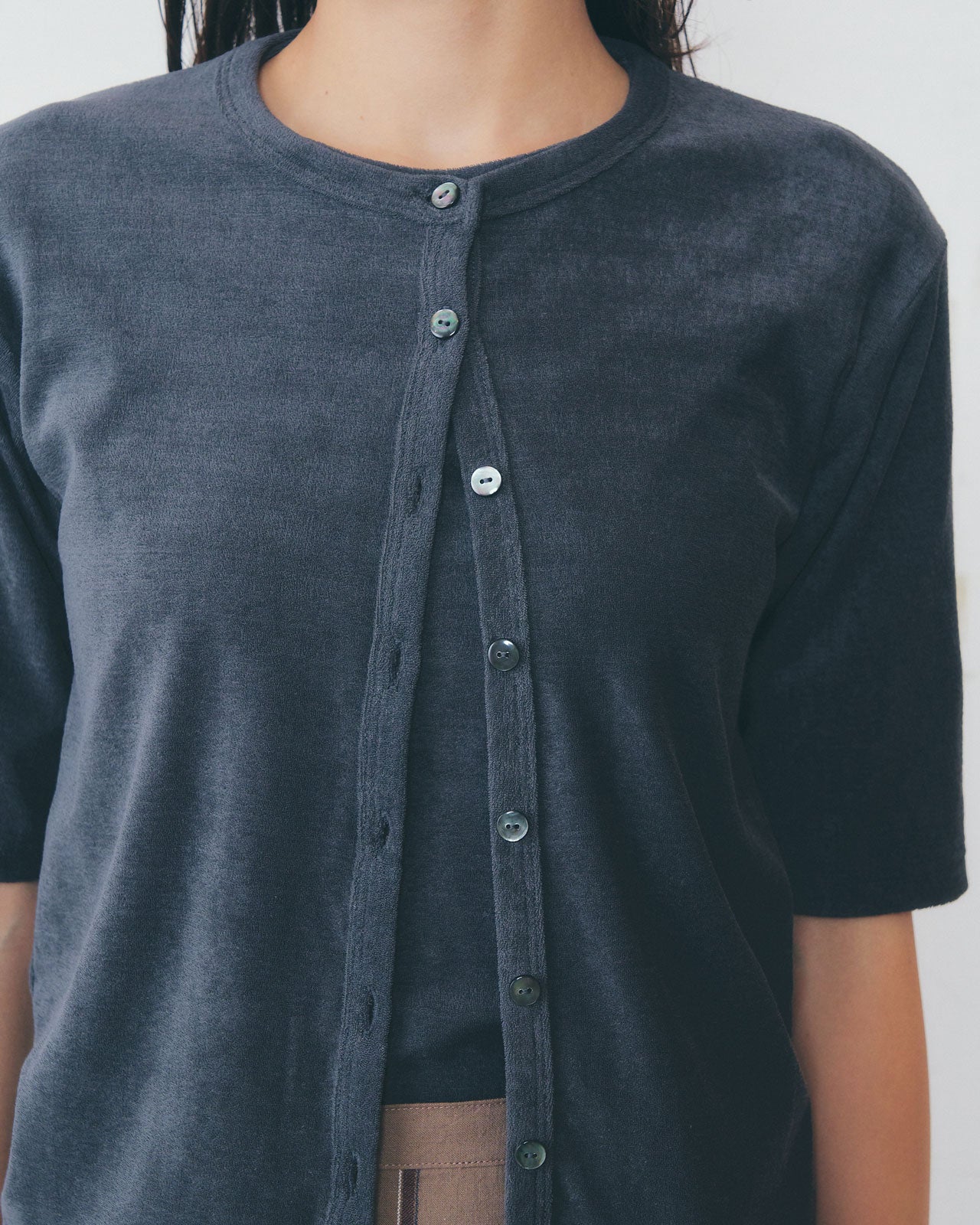 【4月上旬お届け】PILE HALF SLEEVE CARDIGAN