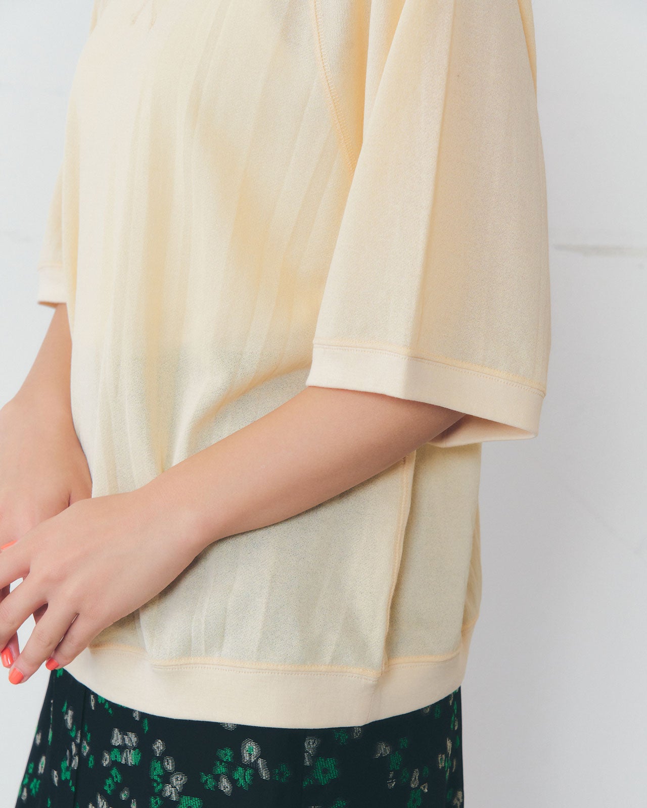 【WHITE/TURQOISE】HALF SLEEVE SWEATSHIRT