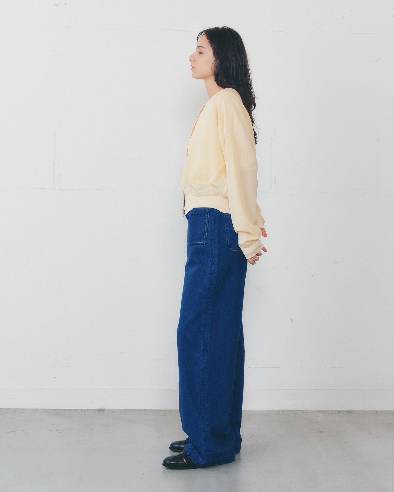 【WHITE/TURQOISE】SHEER LONG SLEEVES CARDIGAN