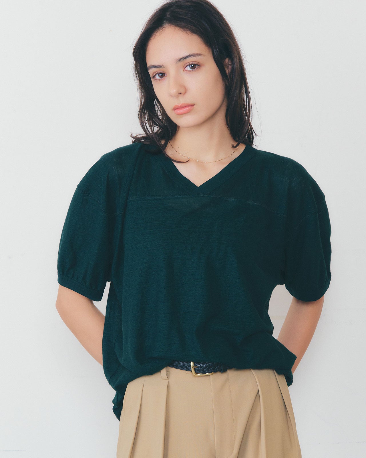 【5月中旬入荷予定】LINEN FOOTBALL TEE