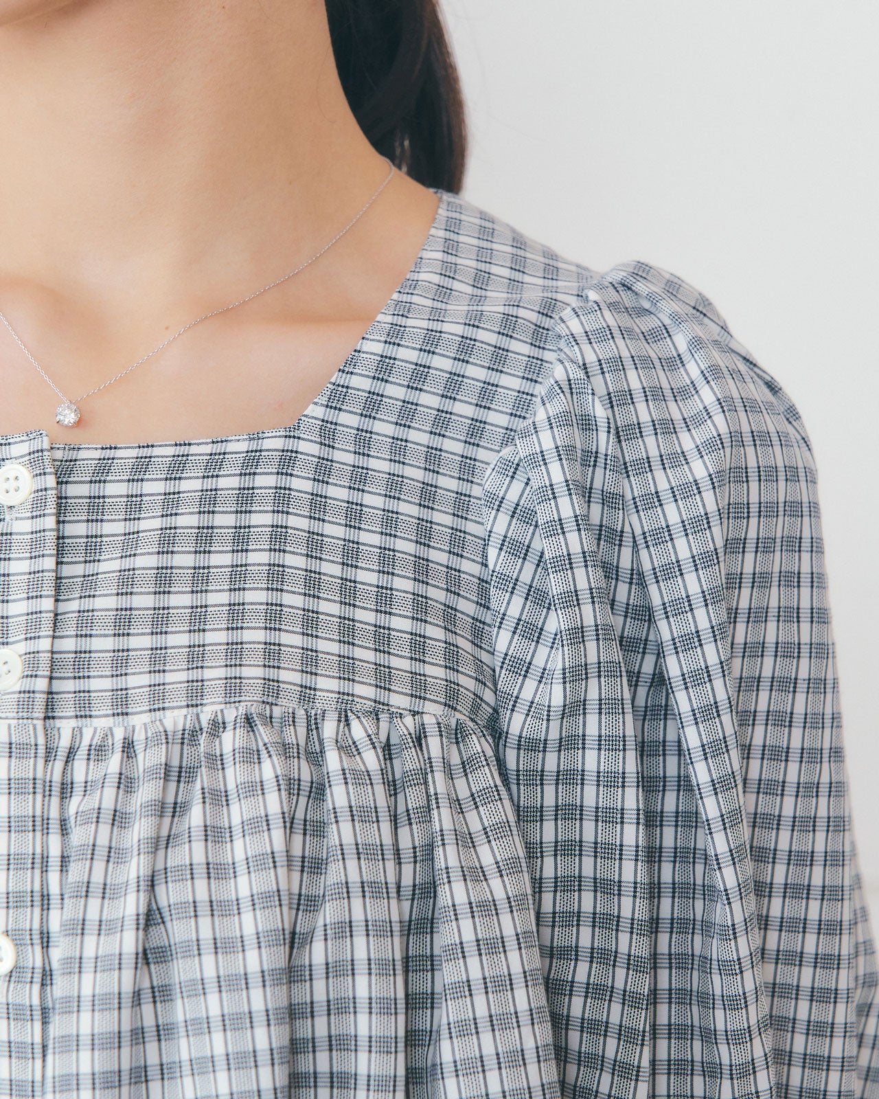 DOBBY CHECKED BLOUSE – Shinzone