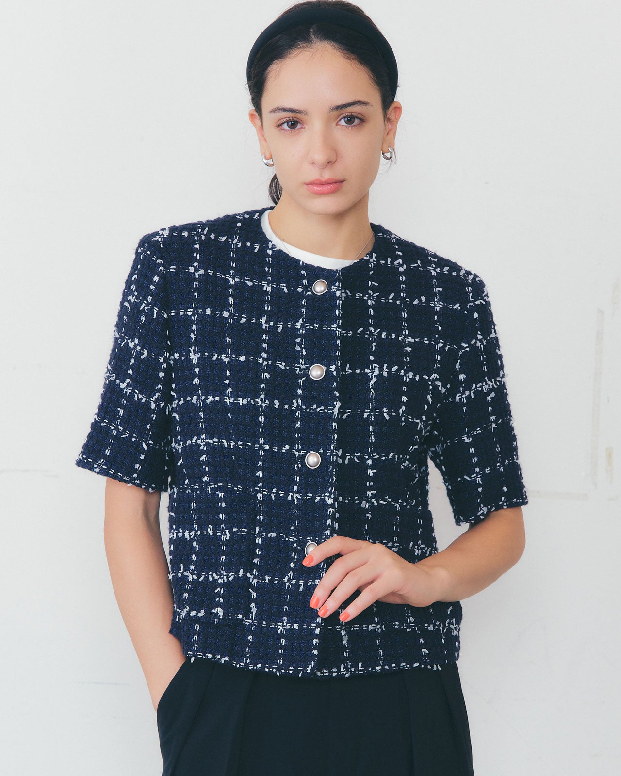 【4月上旬お届け】TWEED HALF SLEEVE JACKET