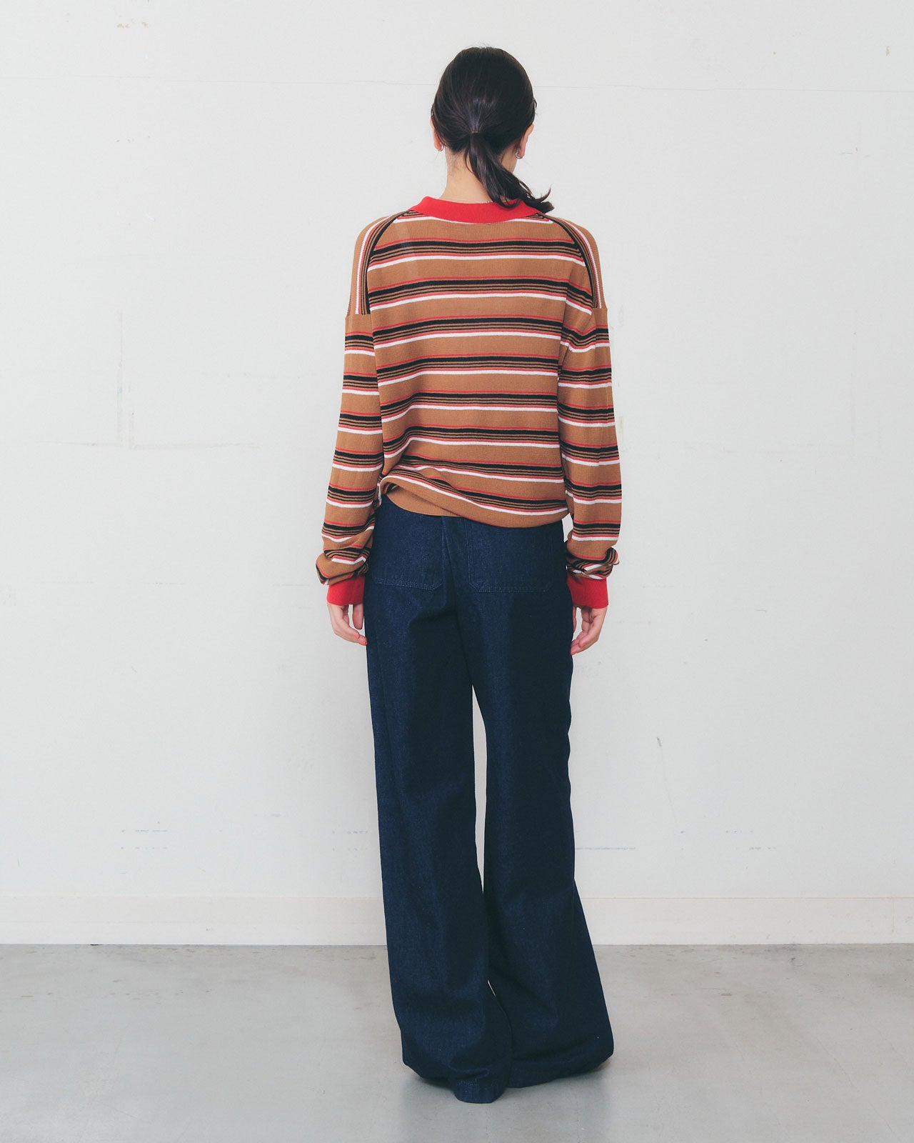 【4月中旬お届け】MULTI-STRIPED POLO KNIT CARDIGAN