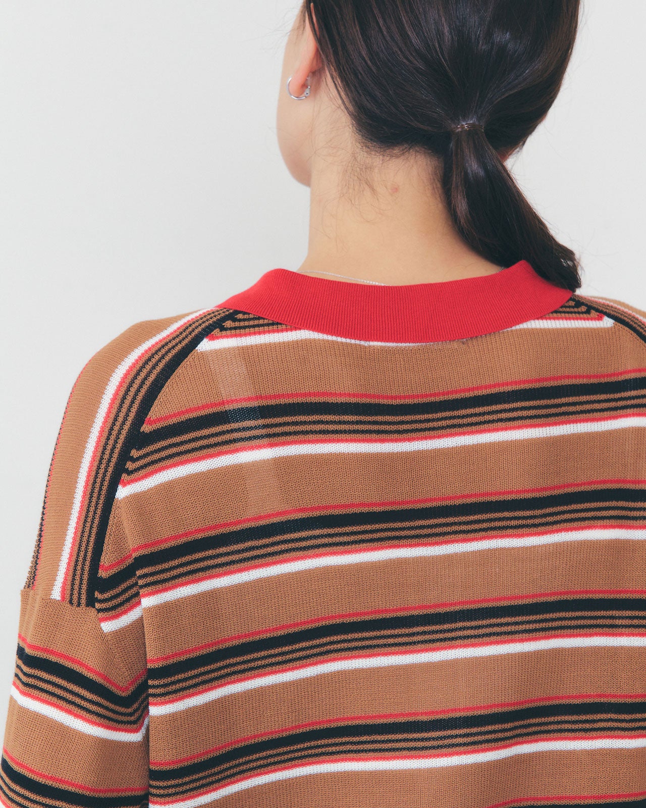 【4月中旬お届け】MULTI-STRIPED POLO KNIT CARDIGAN