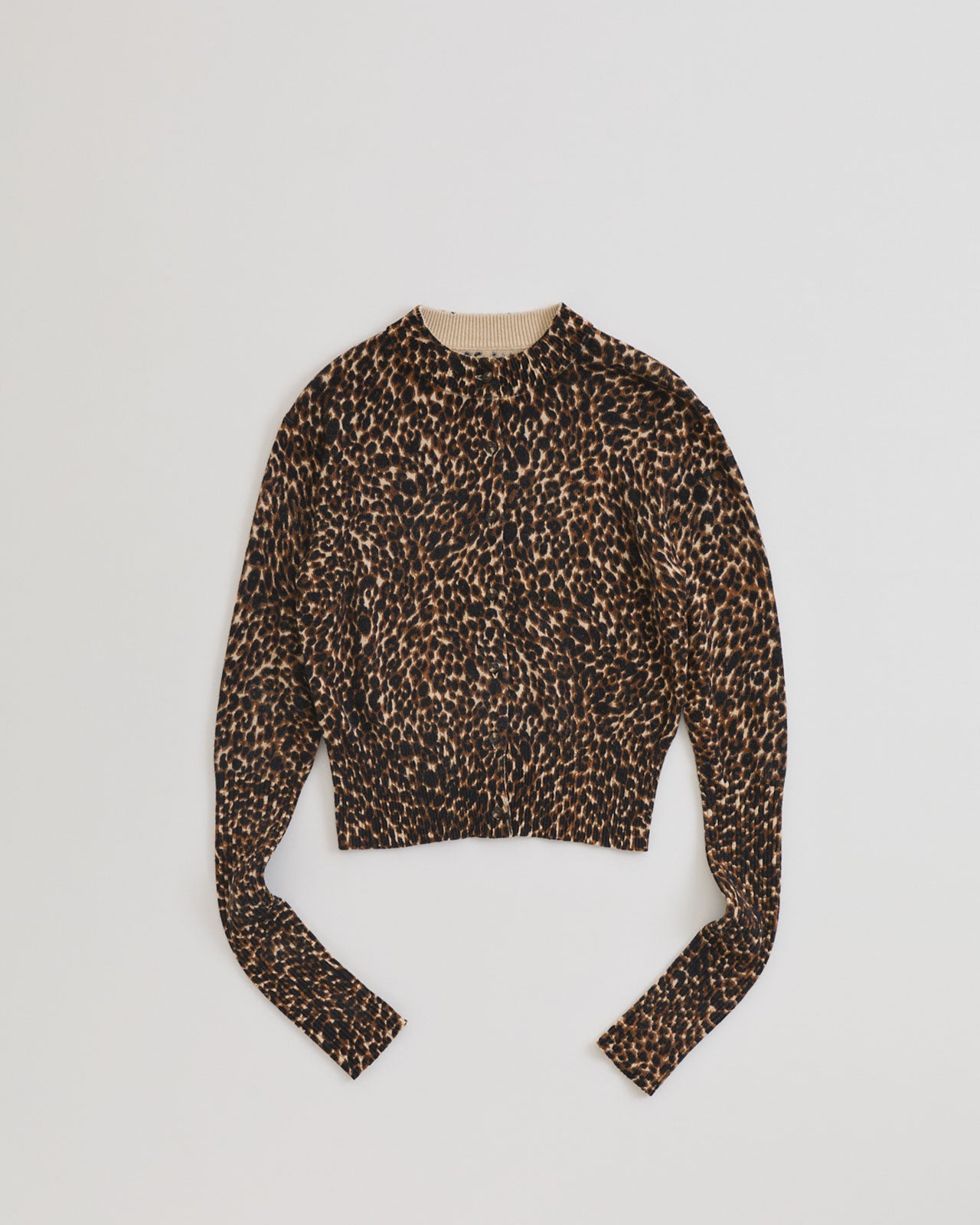 【11月下旬お届け】LEOPARD LONG RIB KNIT CARDIGAN