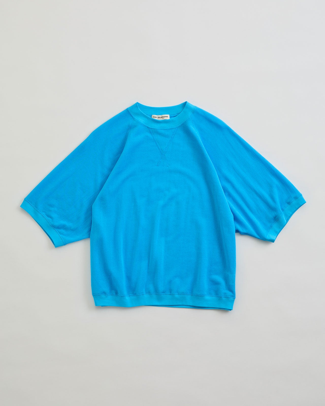 【WHITE/TURQOISE】HALF SLEEVE SWEATSHIRT