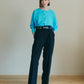 【WHITE/TURQOISE】SHEER LONG SLEEVES CARDIGAN