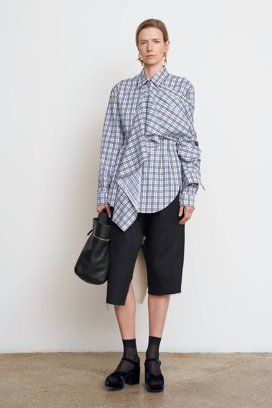 【40%OFF】LITKOVSKA PALERINE CHECKERED COTTON SHIRT