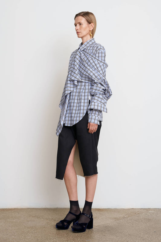 【40%OFF】LITKOVSKA PALERINE CHECKERED COTTON SHIRT