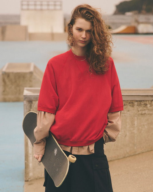 SHEER HALF SLEEVE SWEATSHIRT