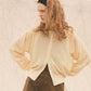 【WHITE/TURQOISE】SHEER LONG SLEEVES CARDIGAN