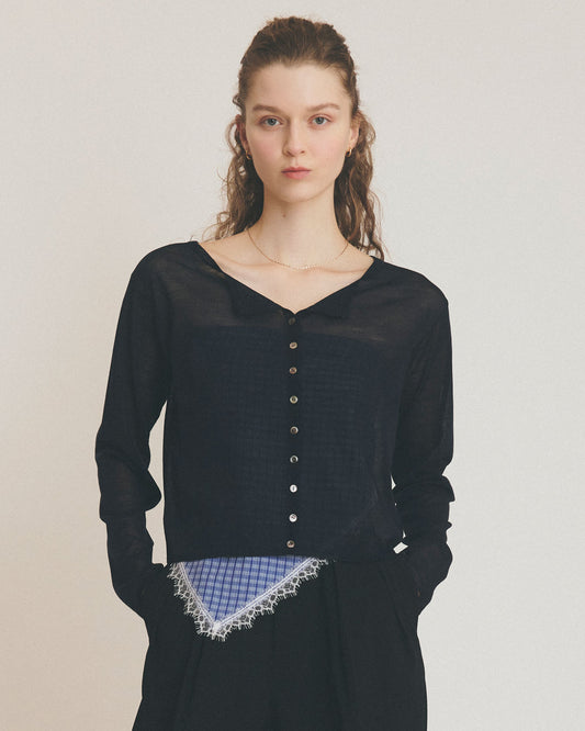【4月中旬お届け】SHEER KNIT CARDIGAN
