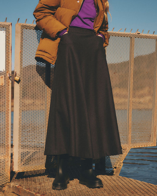 【9月中旬お届け】HERRINGBONE FLARE SKIRT