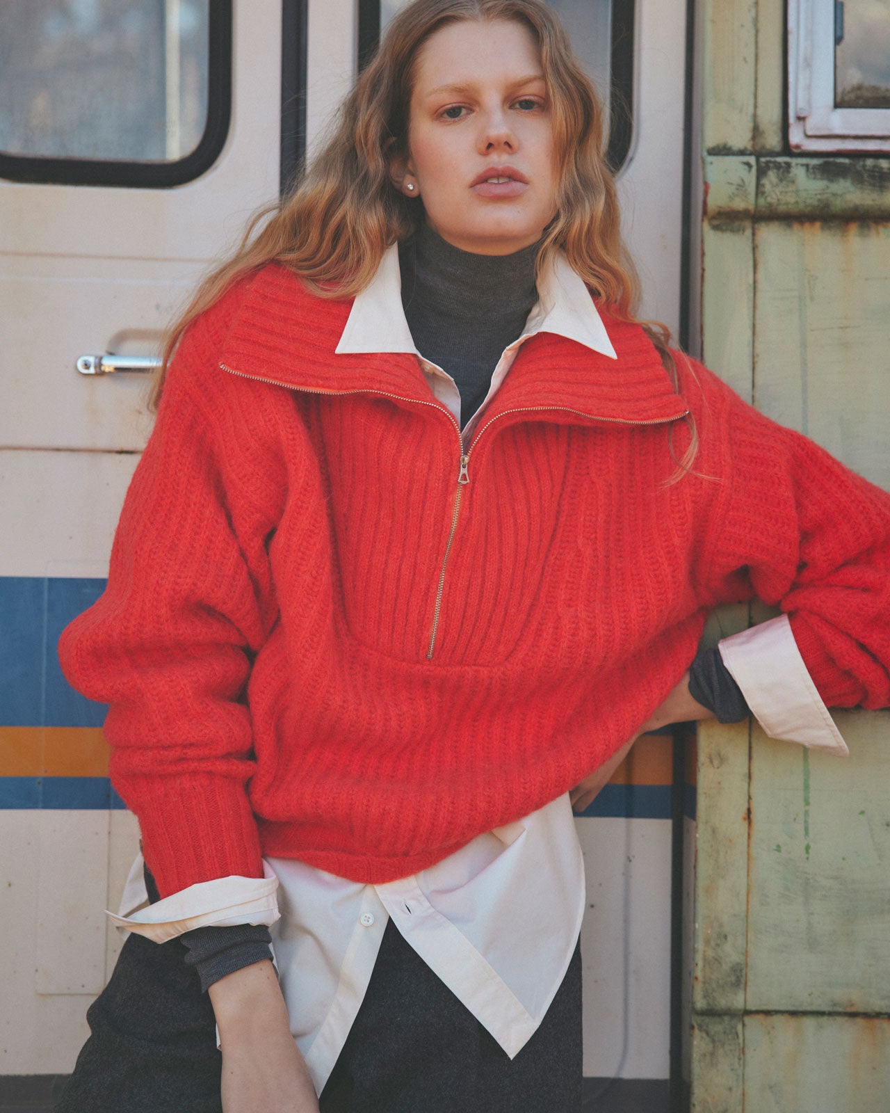 COTTON SILK HIGH NECK KNIT