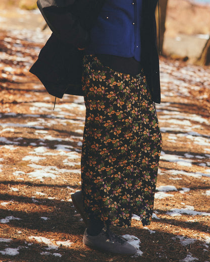 FLOWER BOUQUET PRINTED SATIN SKIRT