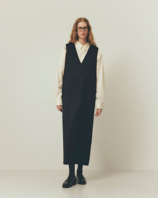 【9月中旬お届け】WOOL SATIN DRESS