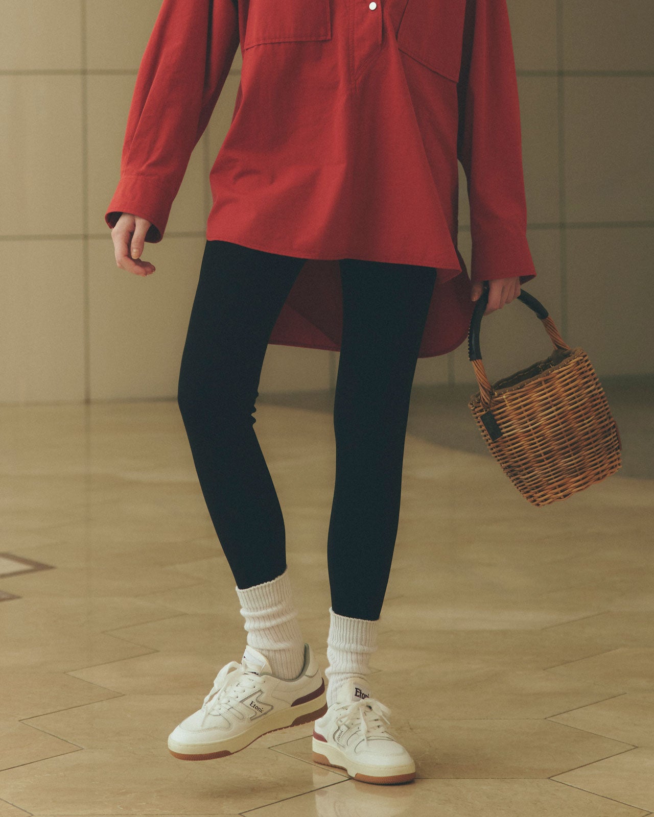 KNIT GEORGETTE LEGGINGS