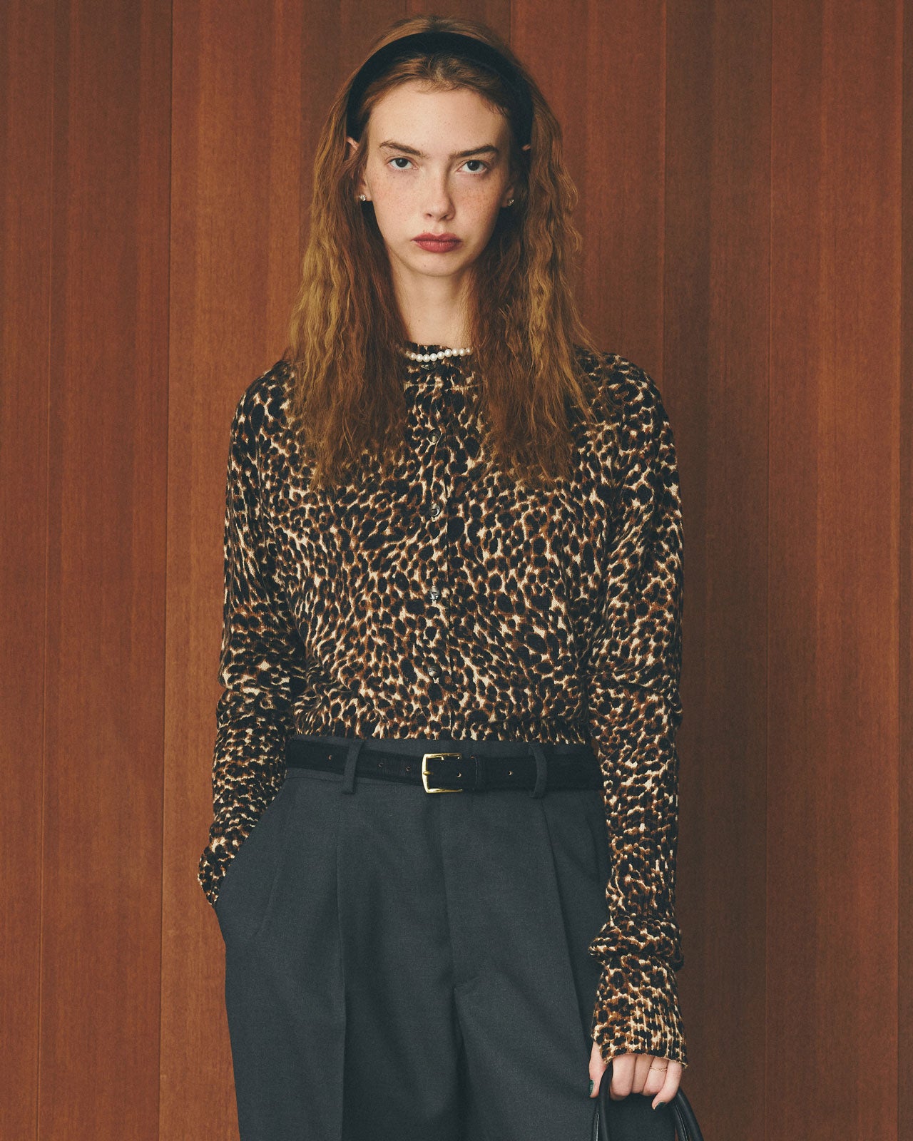 【11月下旬お届け】LEOPARD LONG RIB KNIT CARDIGAN