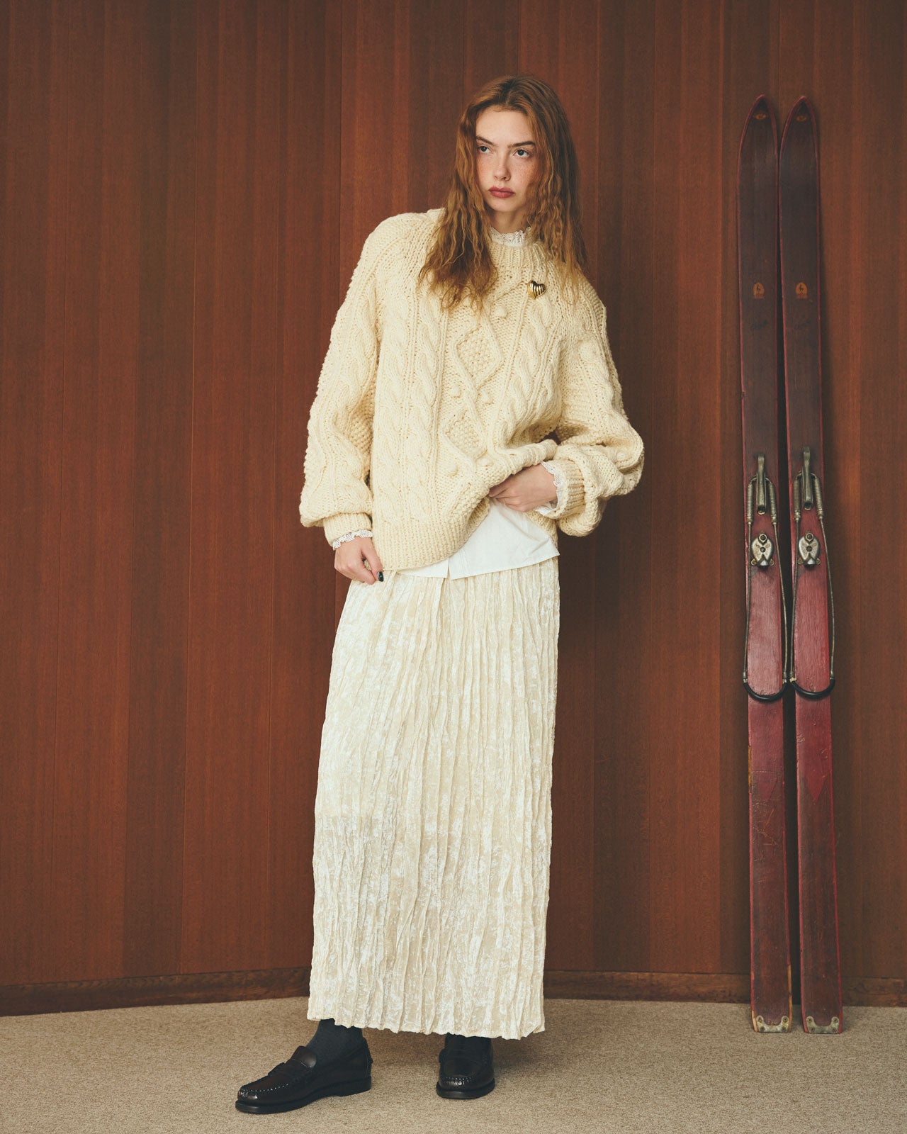 【11月下旬お届け】PIN-TUCK LACE BLOUSE