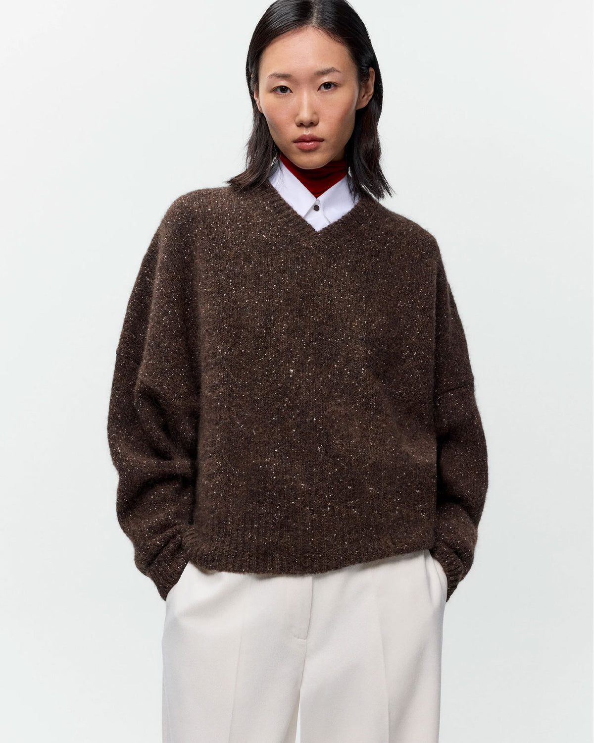 CORDERA SPECKLED V-NECK SWEATER