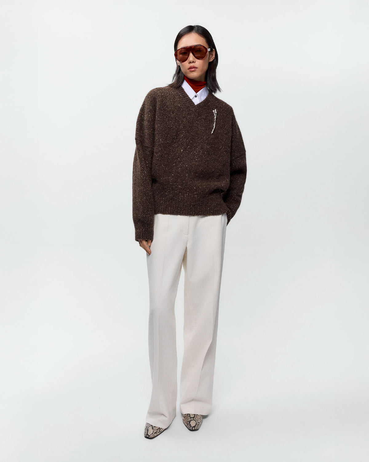 CORDERA SPECKLED V-NECK SWEATER