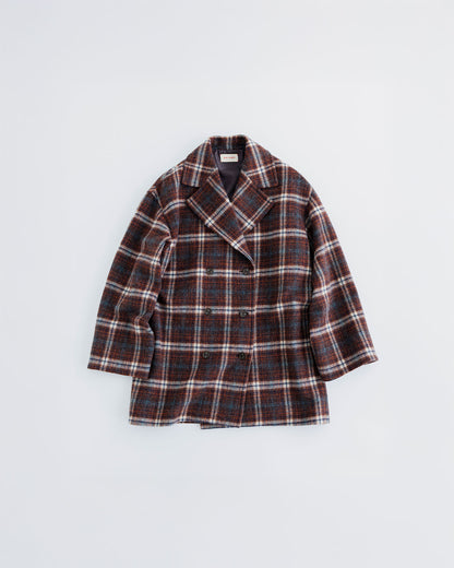 WOOL CHECK DOUBLE COAT