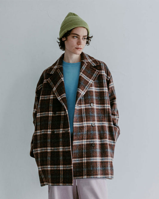 WOOL CHECK DOUBLE COAT