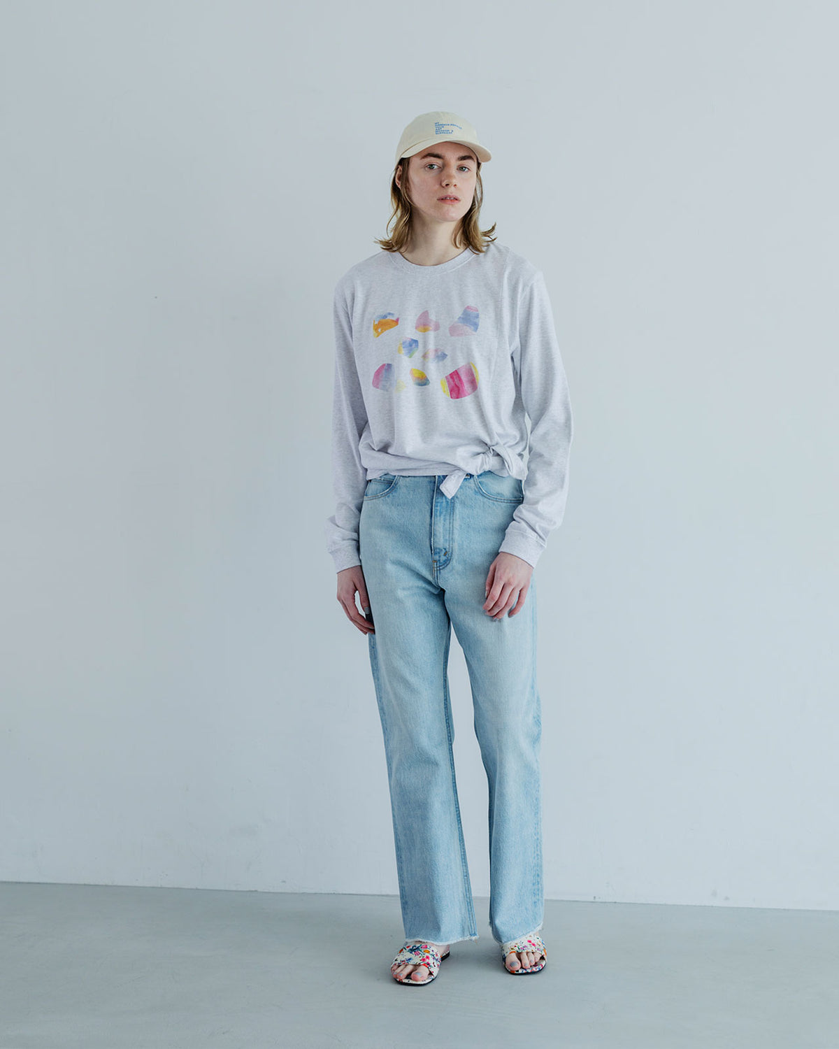 MEYAME PRINT SLIT LONG SLEEVE TEE (II)