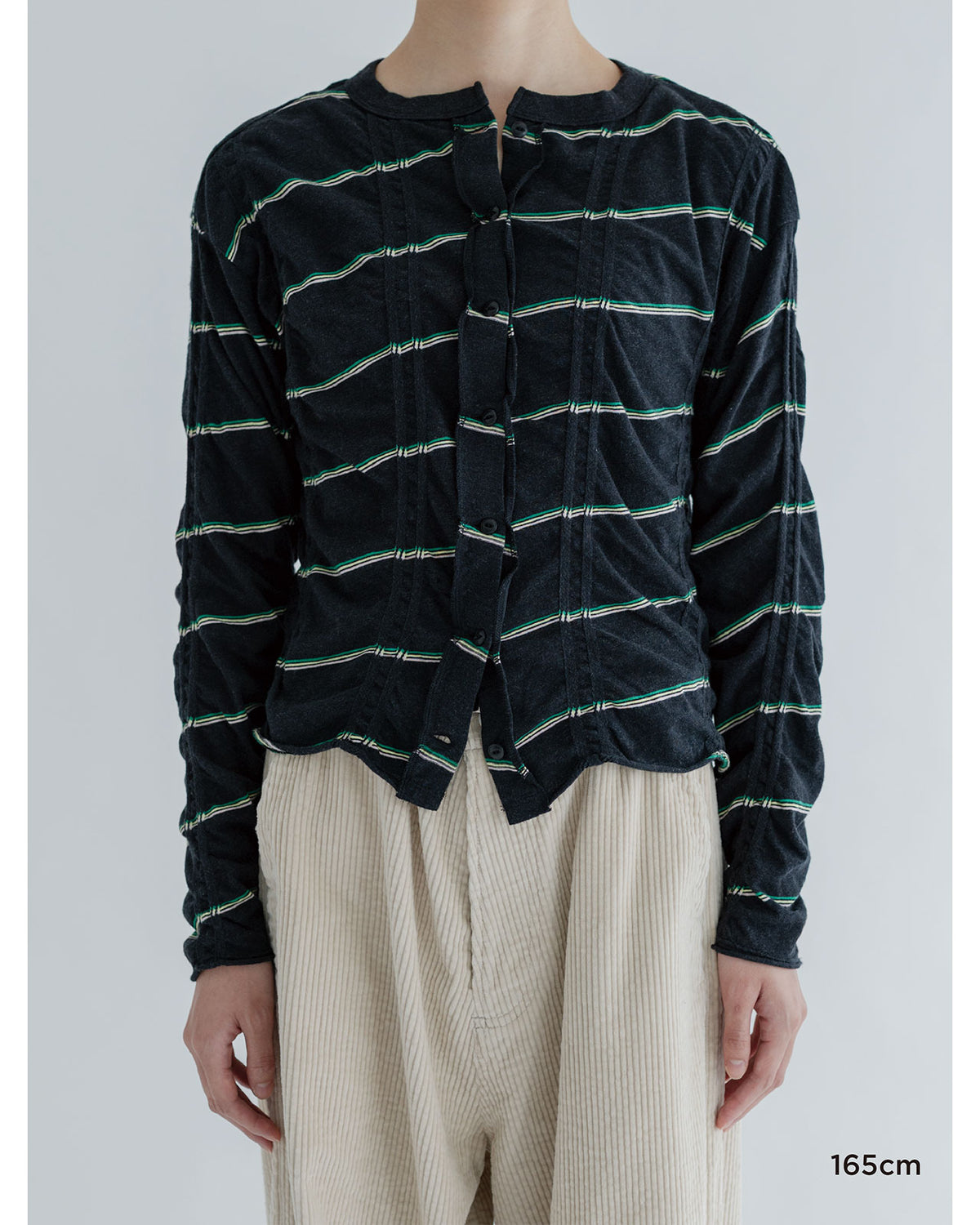 MEYAME TUCKED JACQUARD BORDER CARDIGAN / PULLOVER