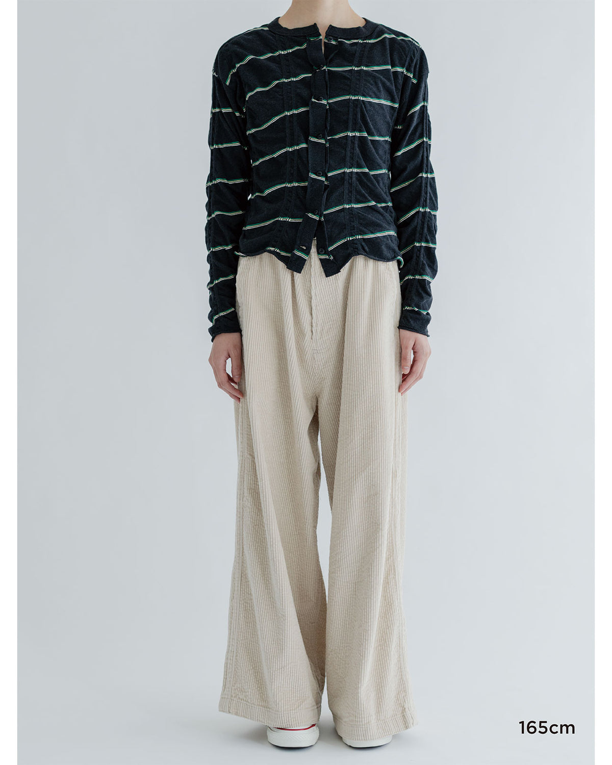 MEYAME TUCKED JACQUARD BORDER CARDIGAN / PULLOVER