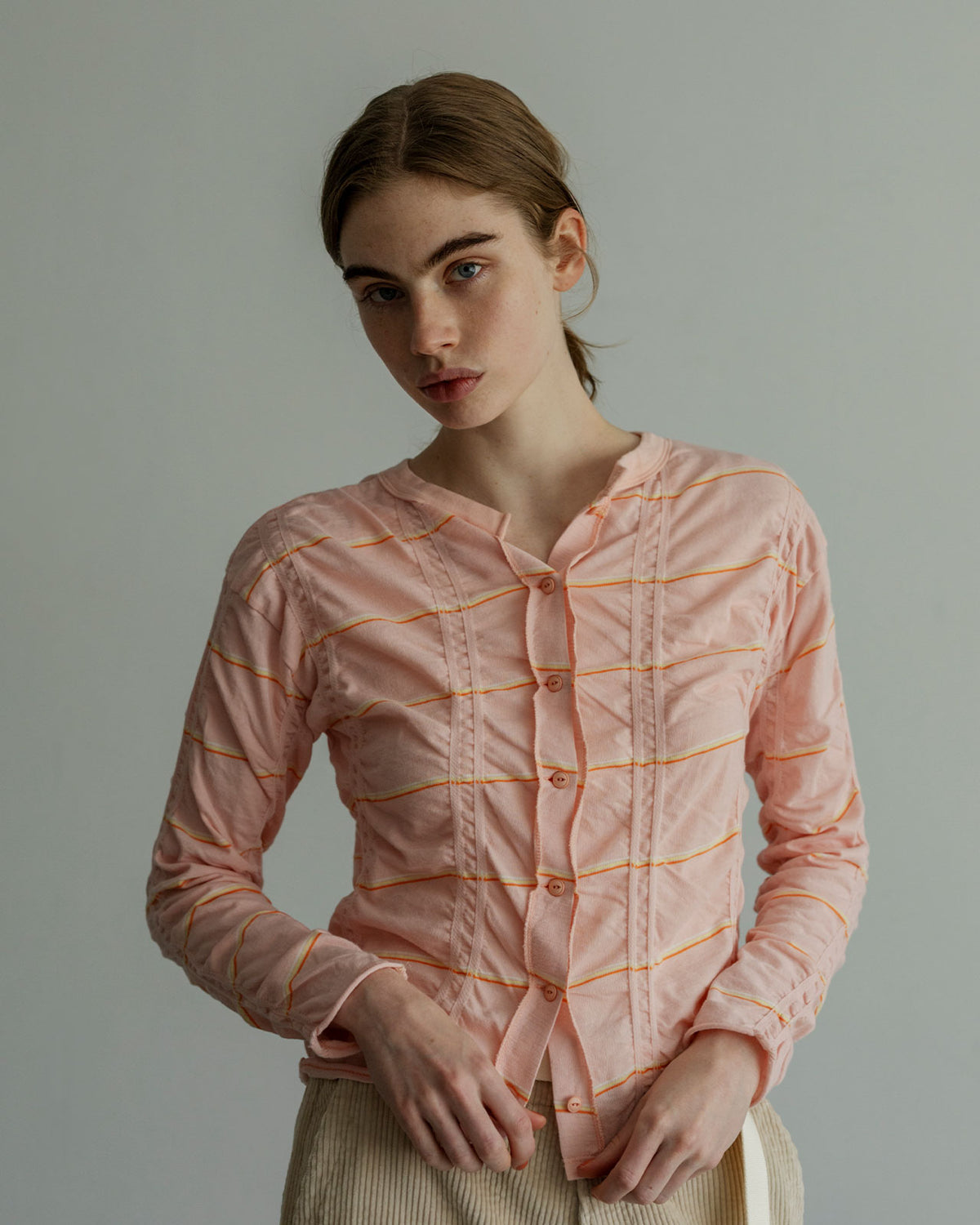 MEYAME TUCKED JACQUARD BORDER CARDIGAN / PULLOVER