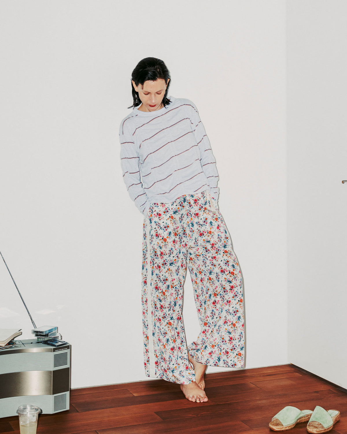 MEYAME TUCKED JACQUARD BORDER CARDIGAN / PULLOVER