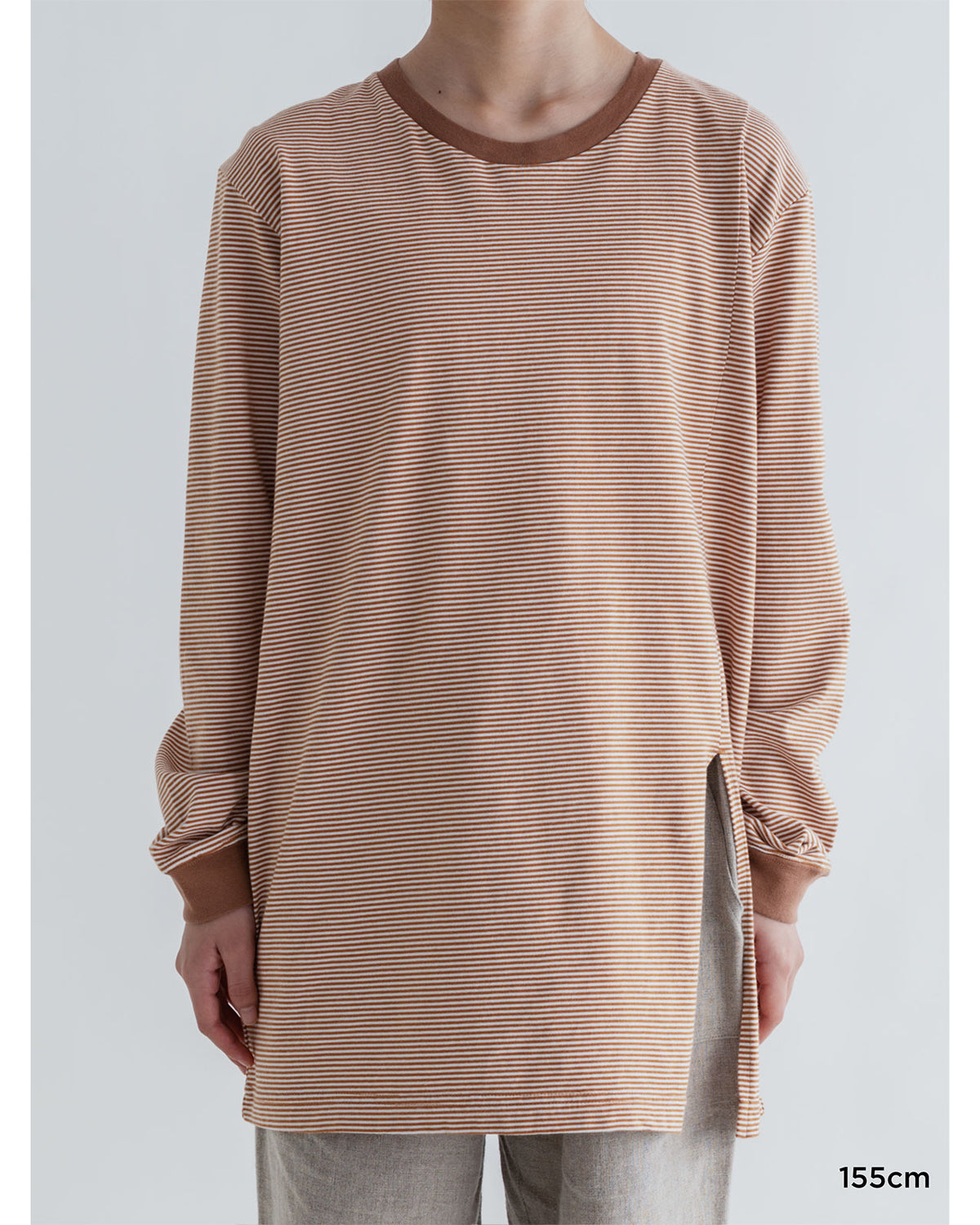 MEYAME BORDER SLIT LONG SLEEVE TEE