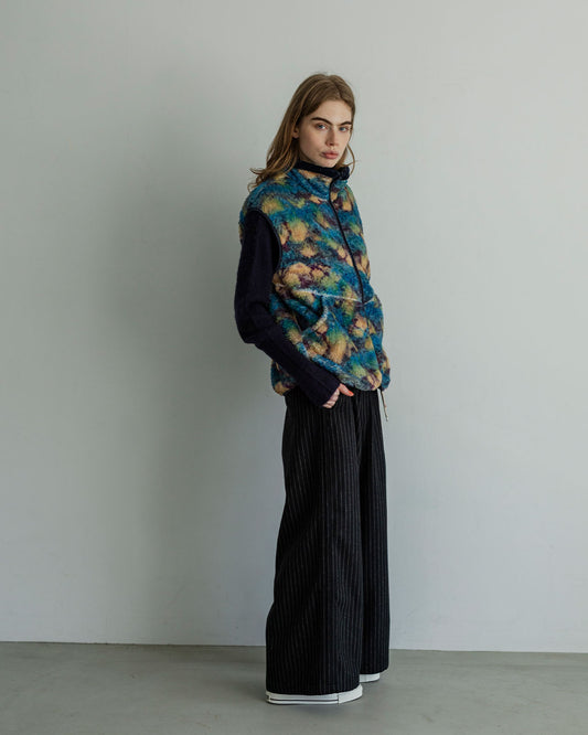 MEYAME PRINT/ SOLID REVERSIBLE FLEECE VEST