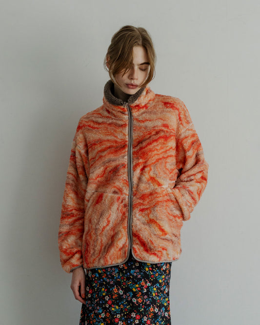 MEYAME PRINT/ SOLID REVERSIBLE FLEECE JACKET
