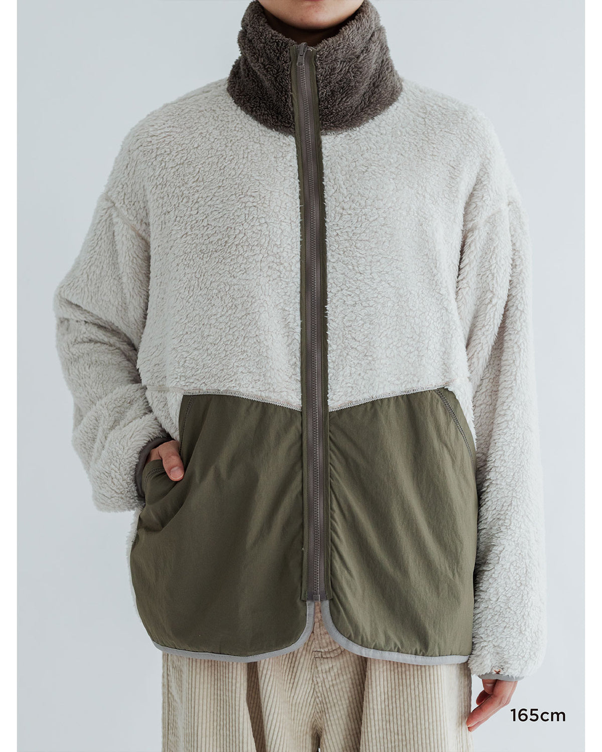 MEYAME PRINT/ SOLID REVERSIBLE FLEECE JACKET