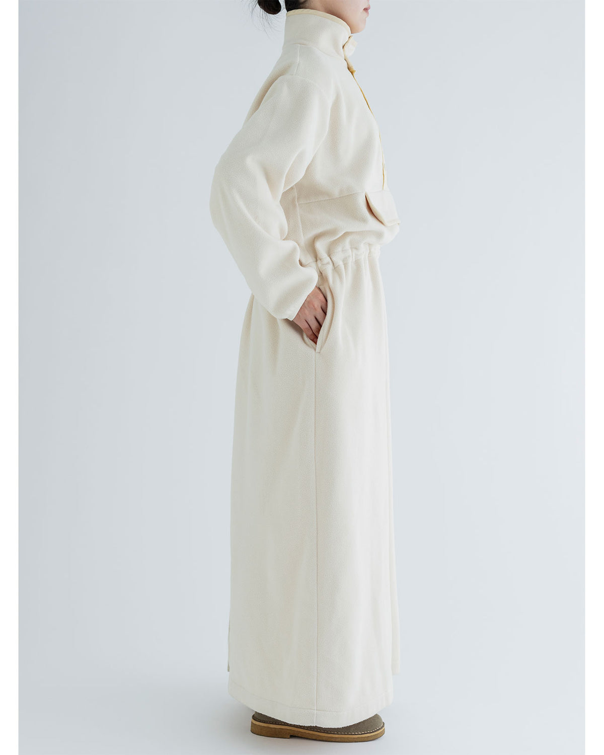 MEYAME FLLECE SNAP LONG DRESS