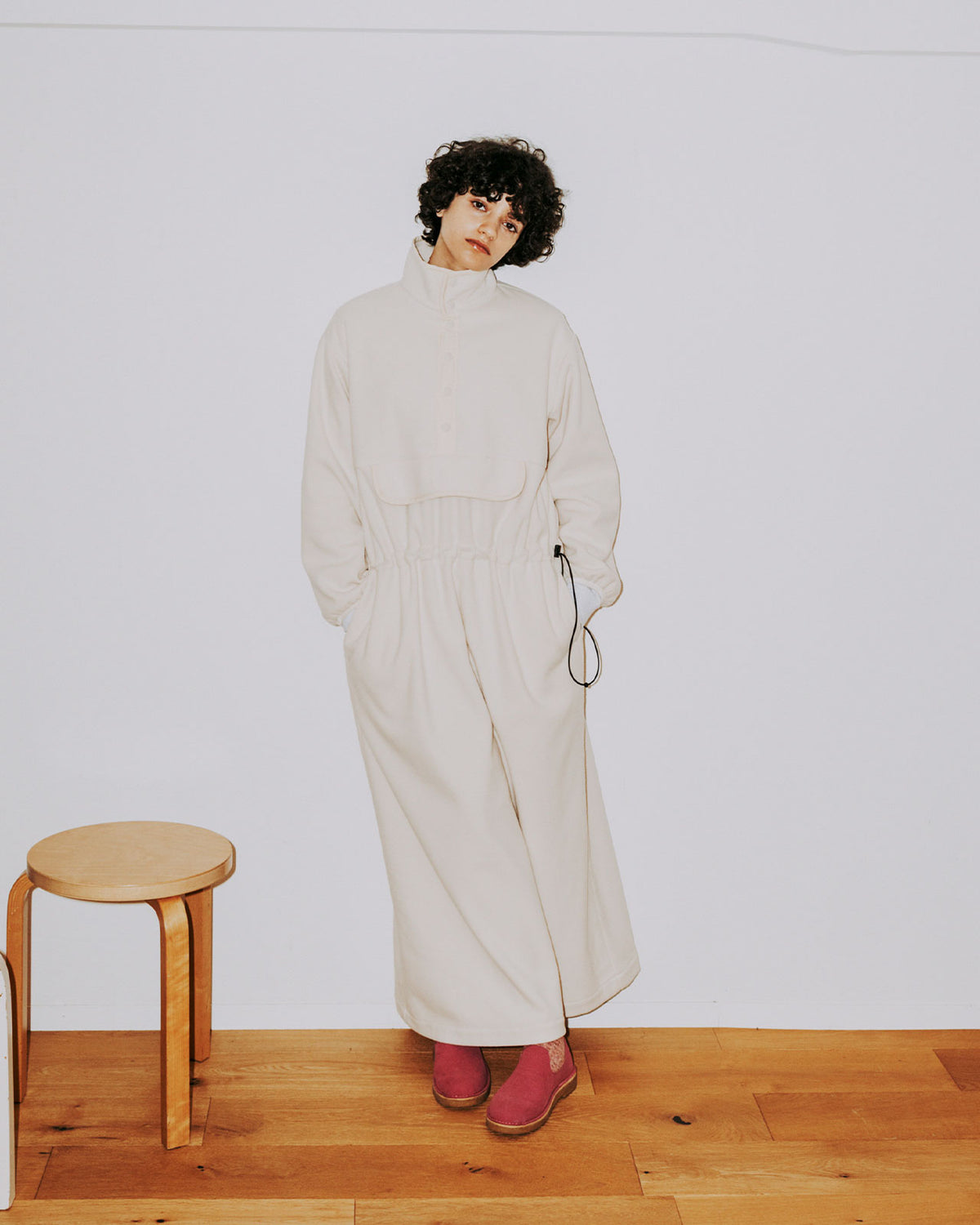 MEYAME FLLECE SNAP LONG DRESS
