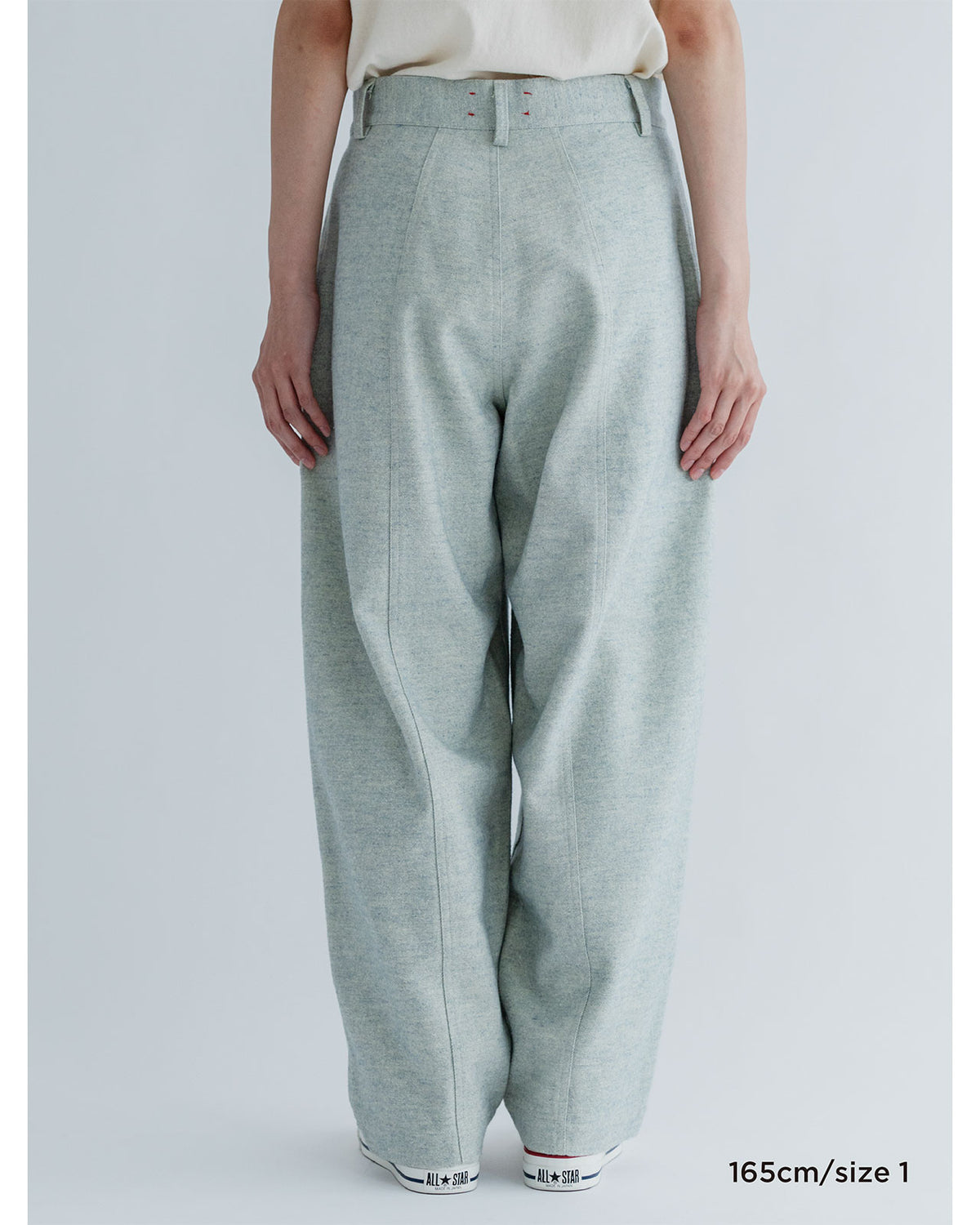 MEYAME BRUSHED JAZZ NEP DENIM  WIDE TUCK PANTS