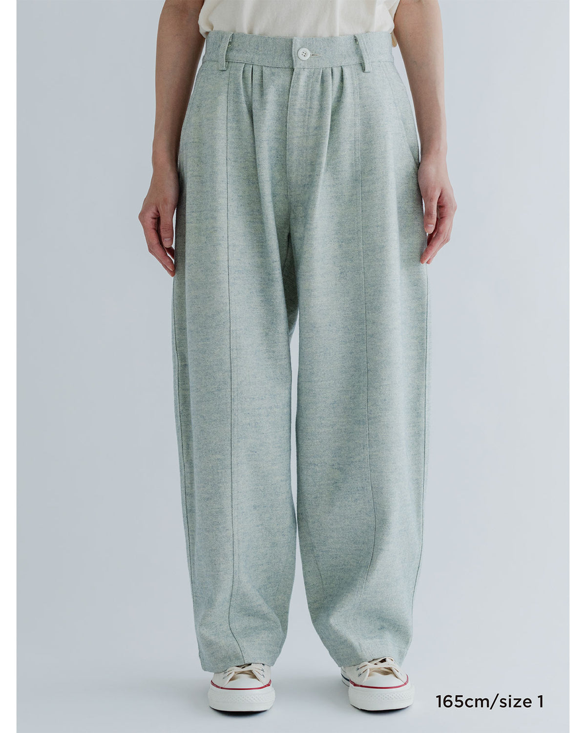MEYAME BRUSHED JAZZ NEP DENIM  WIDE TUCK PANTS