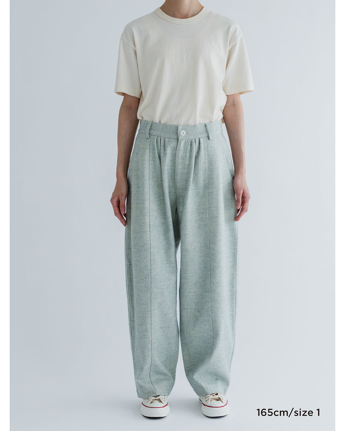 MEYAME BRUSHED JAZZ NEP DENIM  WIDE TUCK PANTS