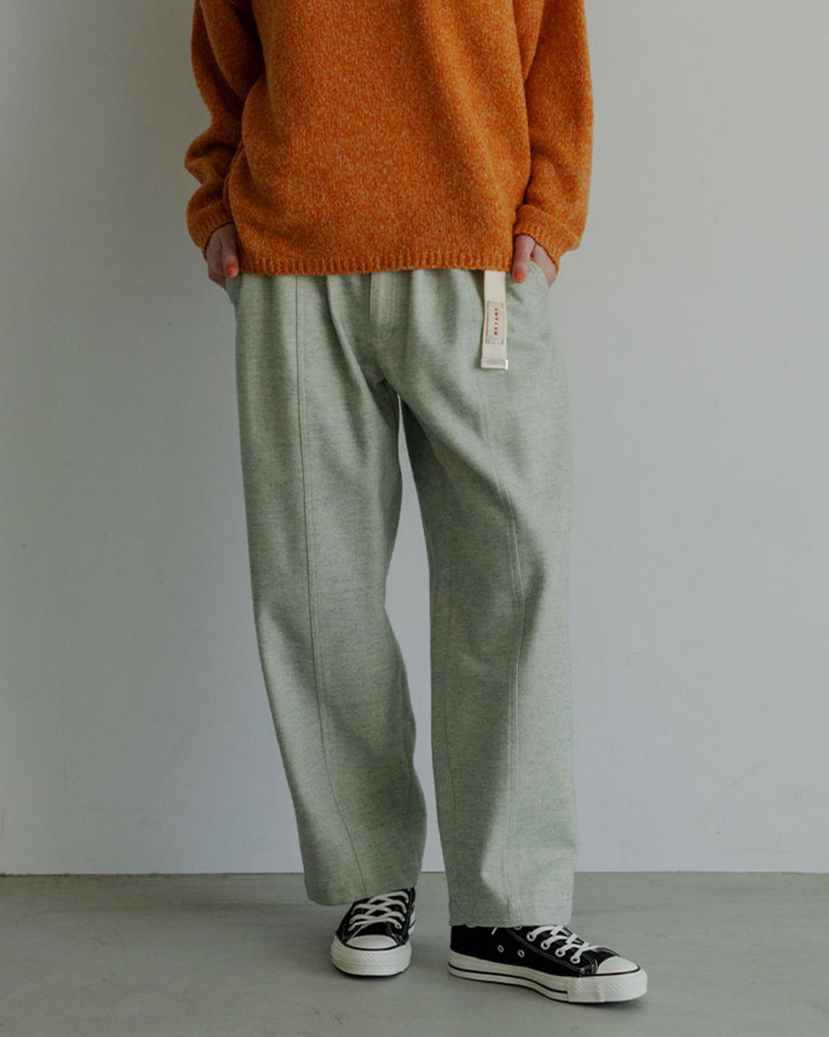 MEYAME BRUSHED JAZZ NEP DENIM  WIDE TUCK PANTS