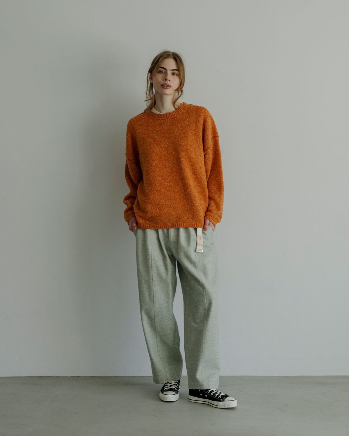 MEYAME BRUSHED JAZZ NEP DENIM  WIDE TUCK PANTS