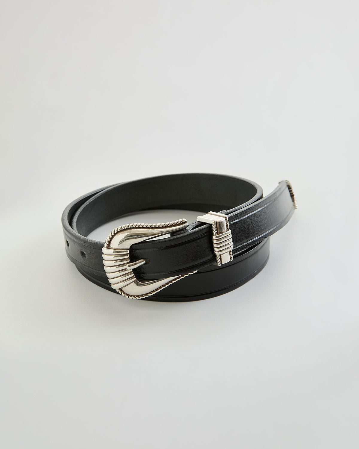 TORY LEATHER 1"3-Piece Silver Buckle Belt