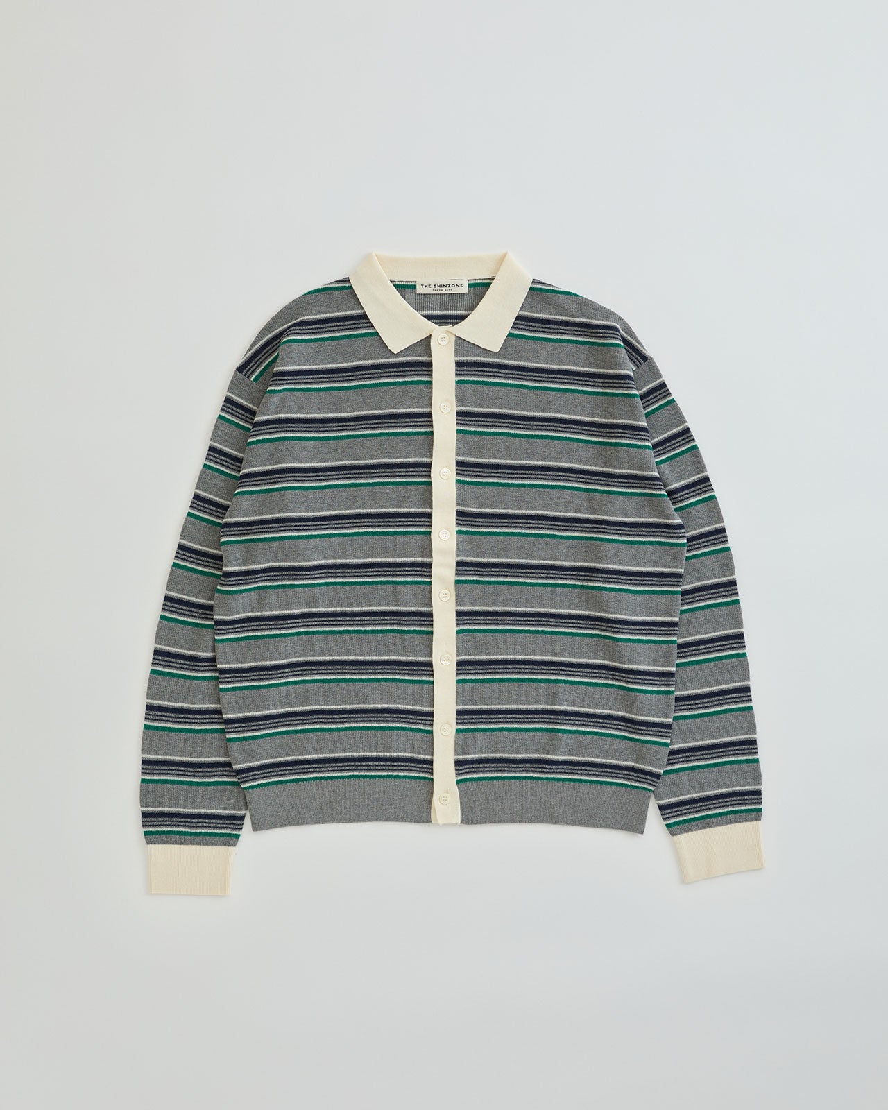MULTI-STRIPED POLO KNIT CARDIGAN – Shinzone