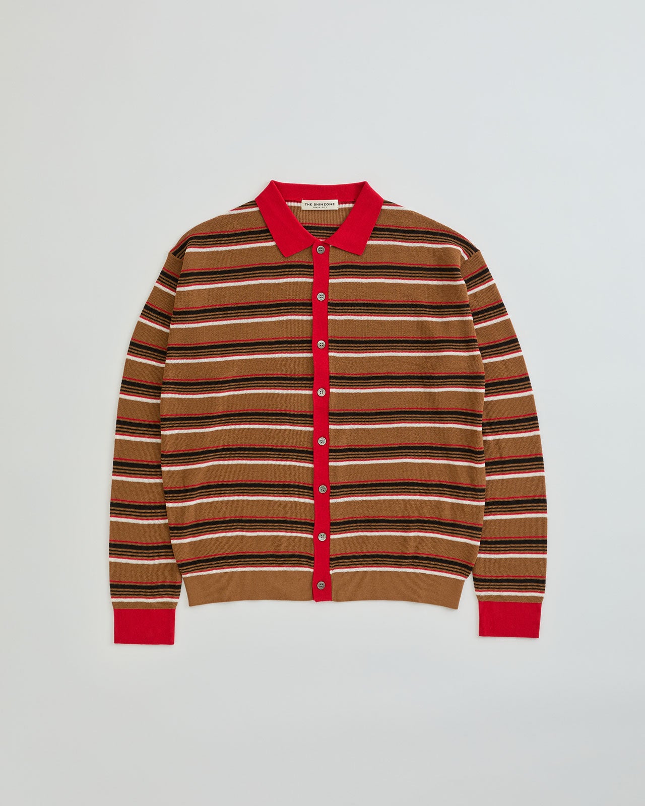 MULTI-STRIPED POLO KNIT CARDIGAN – Shinzone