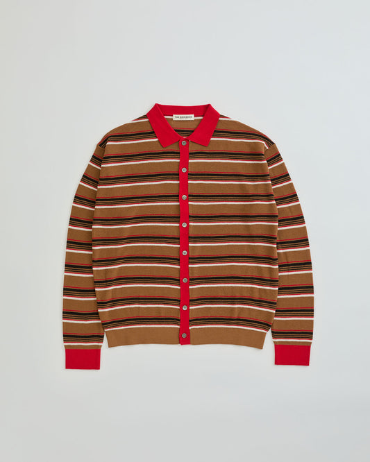 【4月中旬お届け】MULTI-STRIPED POLO KNIT CARDIGAN