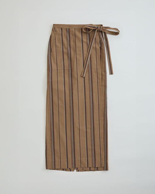 【6月上旬入荷予定】LINEN STRIPED WRAP SKIRT